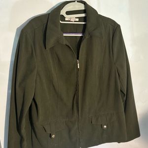JM Collection Light Jacket, Size 16, Dark Green in Color